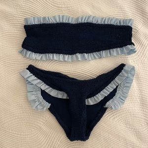 Hunza G Blue Ruffle Bikini